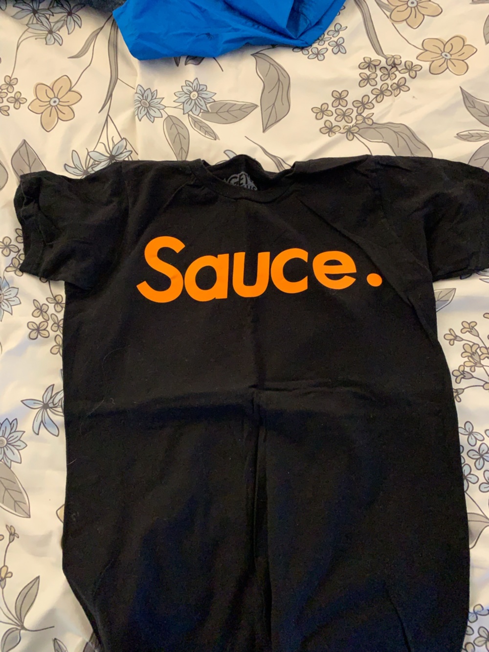 Sauce. Short Sleeve Graphic Tee - Black with Orange Print 2 shirts
